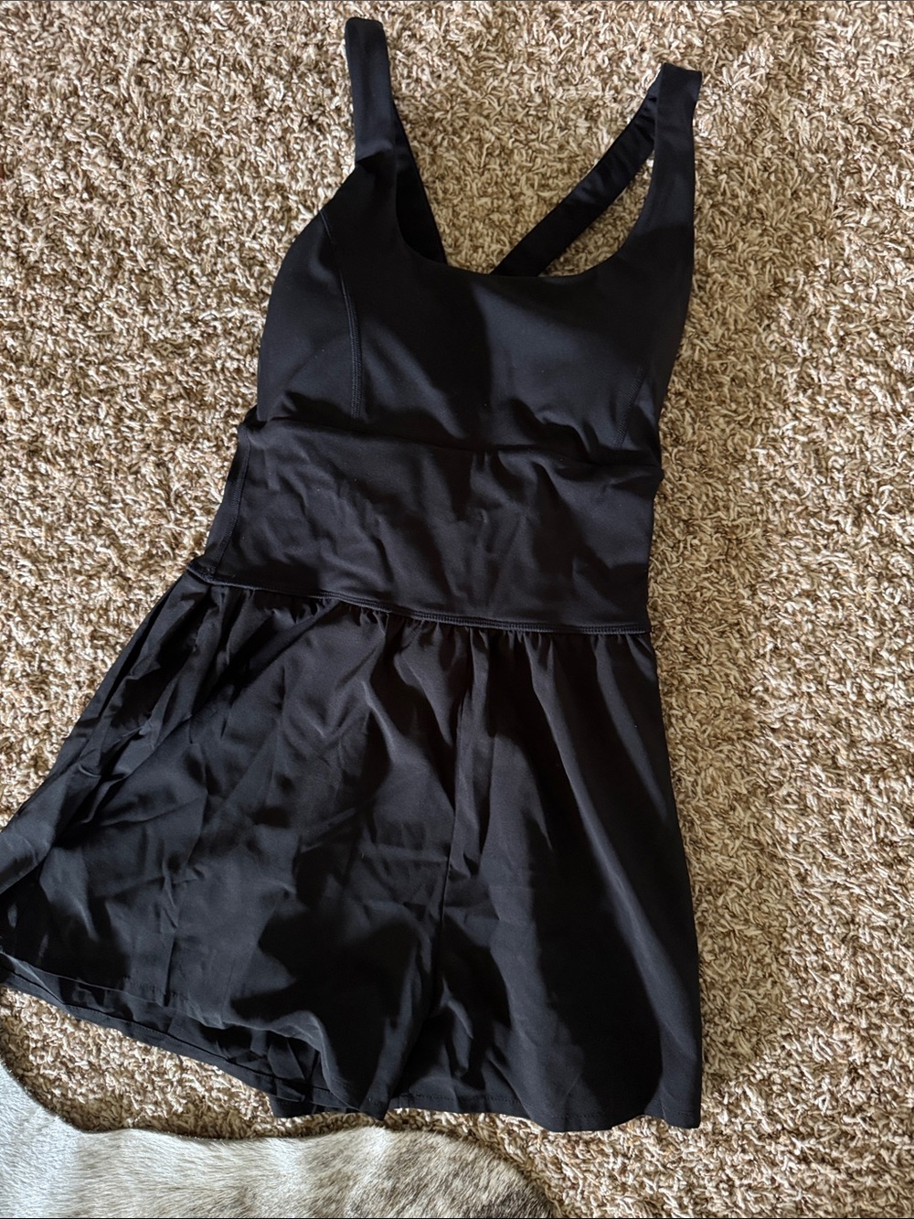 Sleek Black Women's One-Piece Bodysuit with Skirt Medium